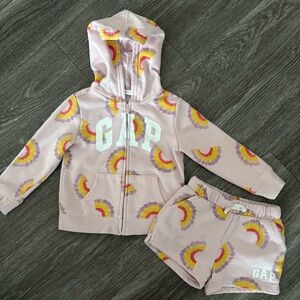 GAP Pastel Hoodie and Shorts Set Size 4T